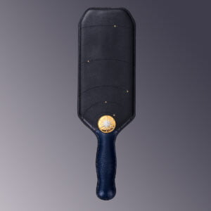 zwart en blauw leren paddle met zirkona stenen