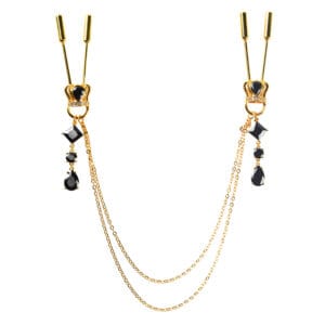 Crown and dangling side decorations chain nipple clamps